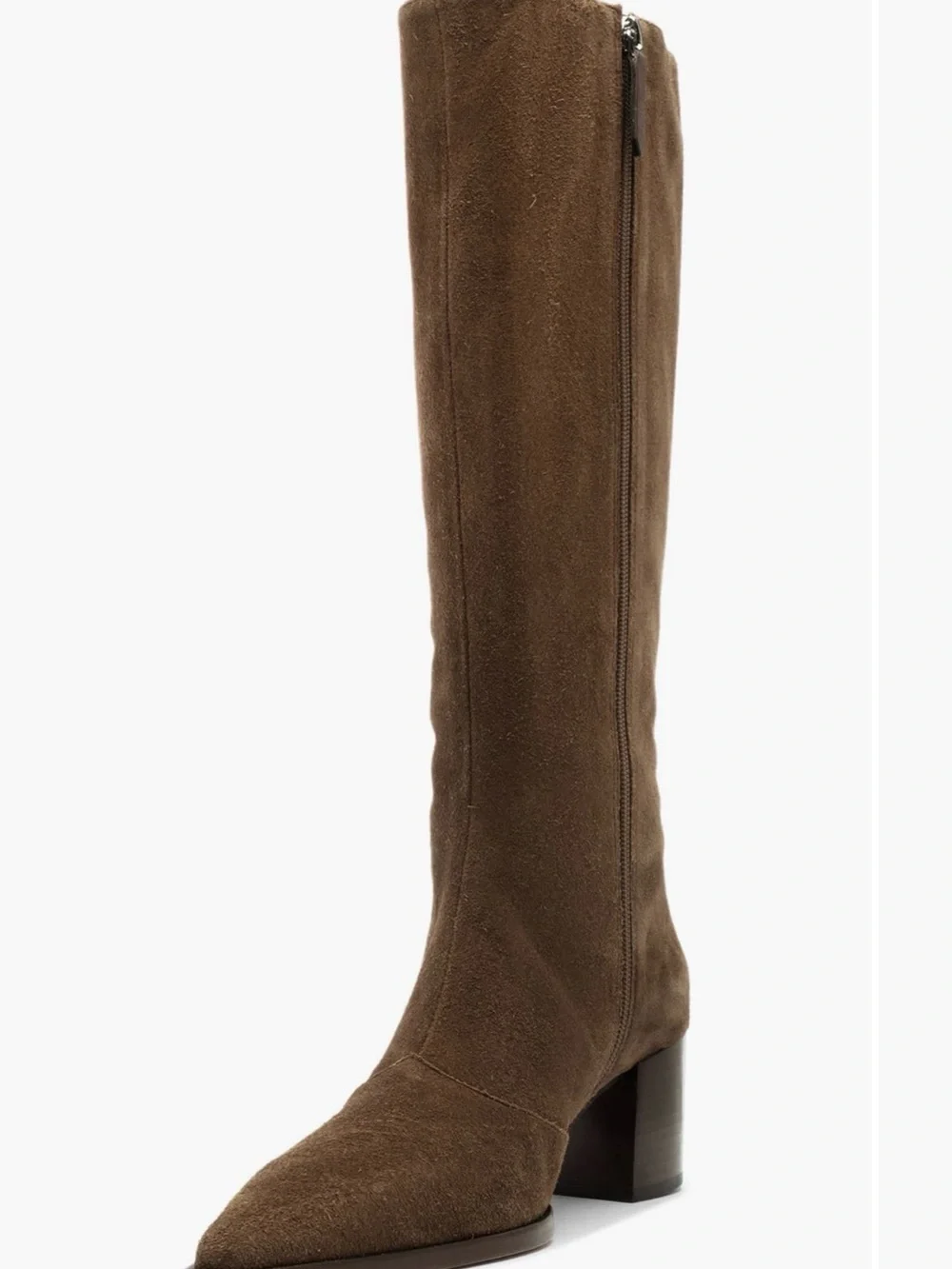 Schutz Rafaela Up Mid Boots Women 9.5B Brown Suede Knee High Block Heel NWT